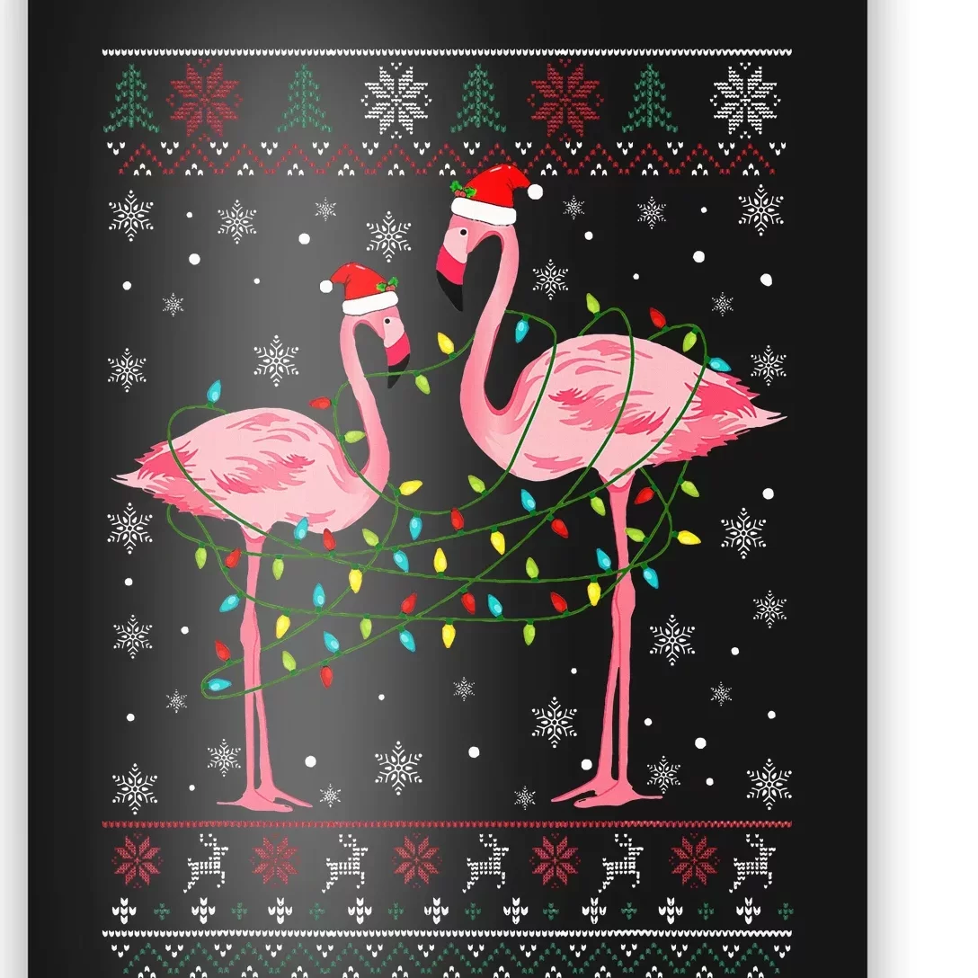 Funny Flamingo Lights Tangled Ugly Sweater Christmas Animals Poster