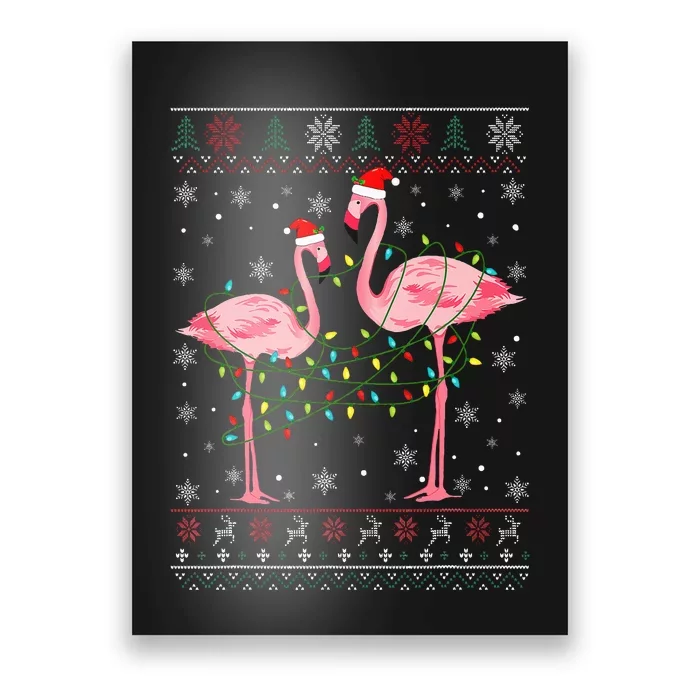 Funny Flamingo Lights Tangled Ugly Sweater Christmas Animals Poster