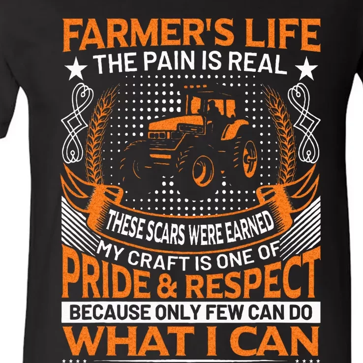 Funny Farmer’s Life Tractors Planting Crops Men Women V-Neck T-Shirt