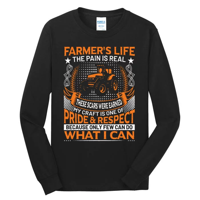 Funny Farmer’s Life Tractors Planting Crops Men Women Tall Long Sleeve T-Shirt