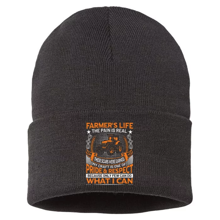 Funny Farmer’s Life Tractors Planting Crops Men Women Sustainable Knit Beanie