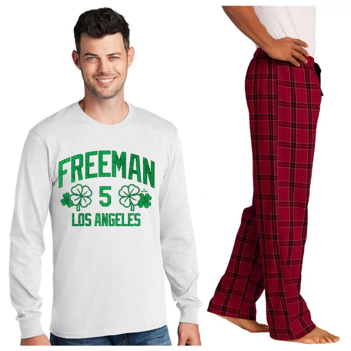 Freddie Free Los Angeles Baseball St PatrickS Clover Funny Gift Long Sleeve Pajama Set