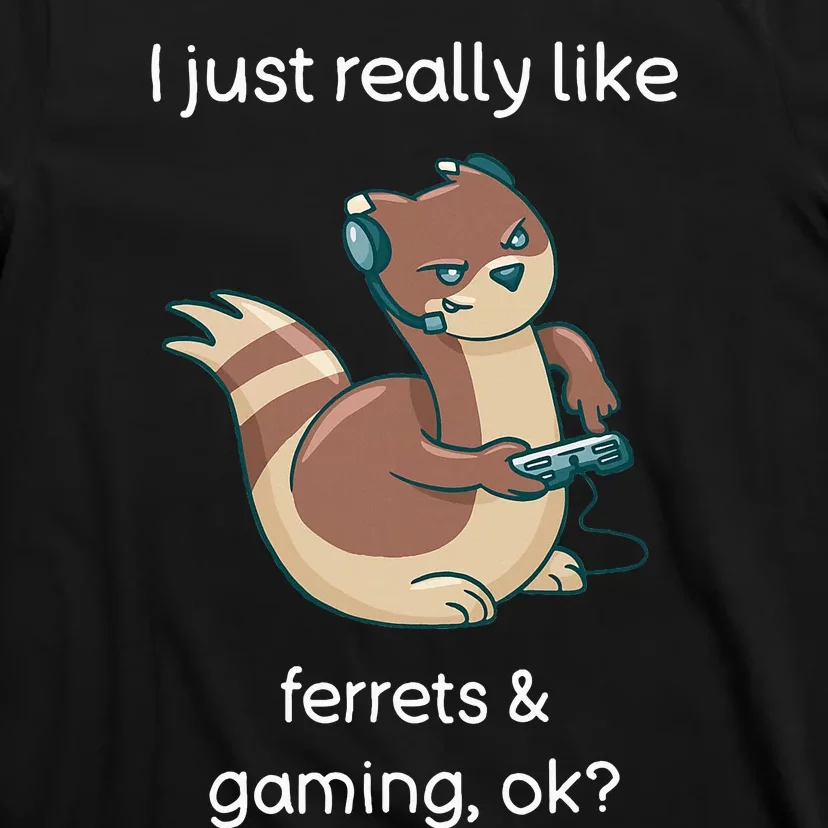 Funny Ferret Lover Gamer I Love Video Gaming Ferret T-Shirt