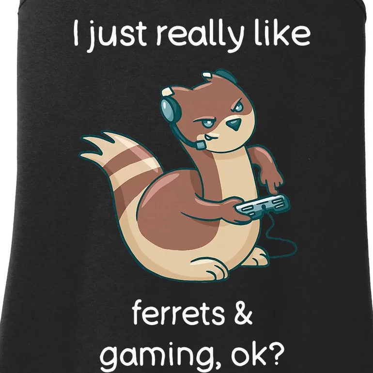 Funny Ferret Lover Gamer I Love Video Gaming Ferret Ladies Essential Tank