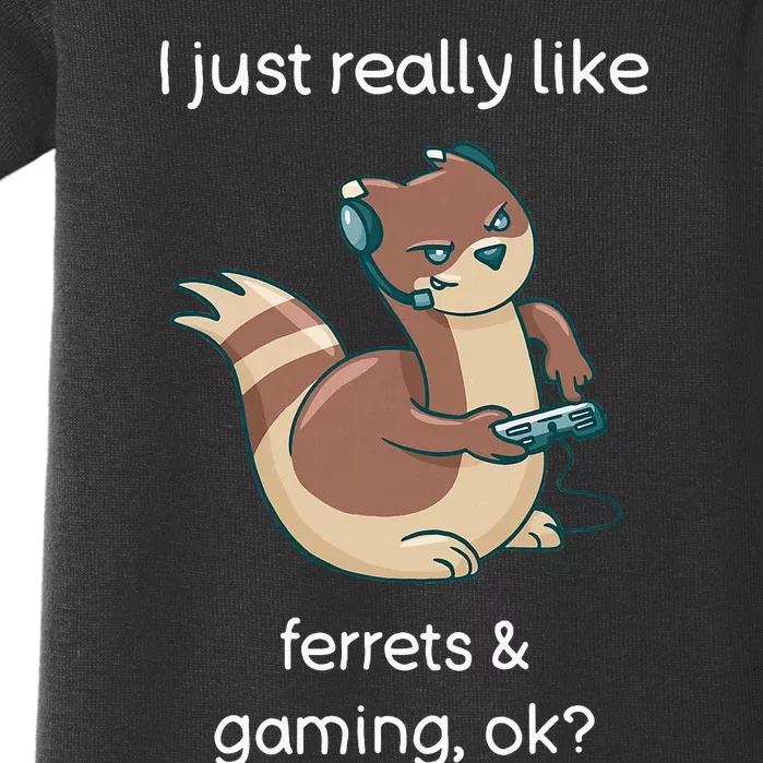 Funny Ferret Lover Gamer I Love Video Gaming Ferret Baby Bodysuit