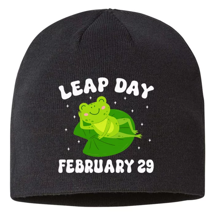 Funny Frog Leap Day February 29 Birthday Feb 29 Leap Year 8 1/2in Sustainable Knit Beanie