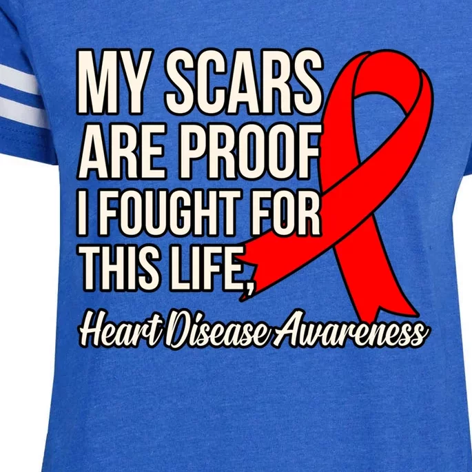 Fought For Life Heart Disease Awareness Survivor Graphic Gift Enza Ladies Jersey Football T-Shirt