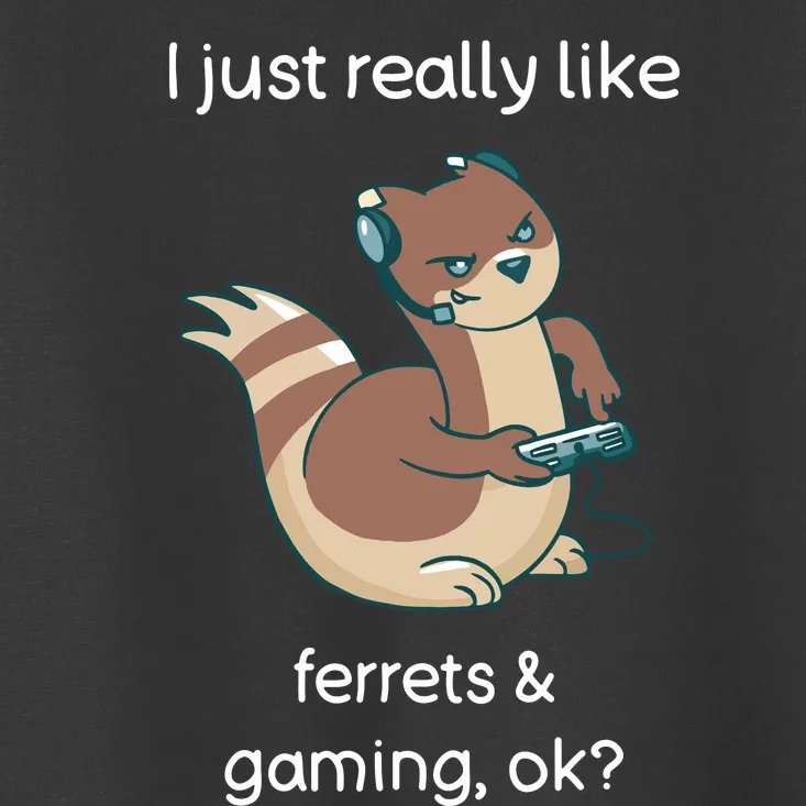 Funny Ferret Lover Gamer I Love Video Gaming Ferret Toddler T-Shirt