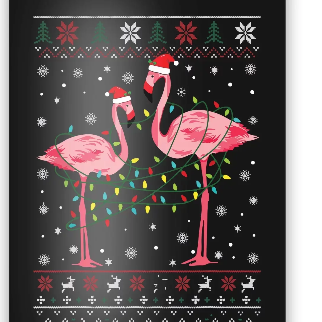 Funny Flamingo Lights Tangled Ugly Sweater Christmas Animals Poster