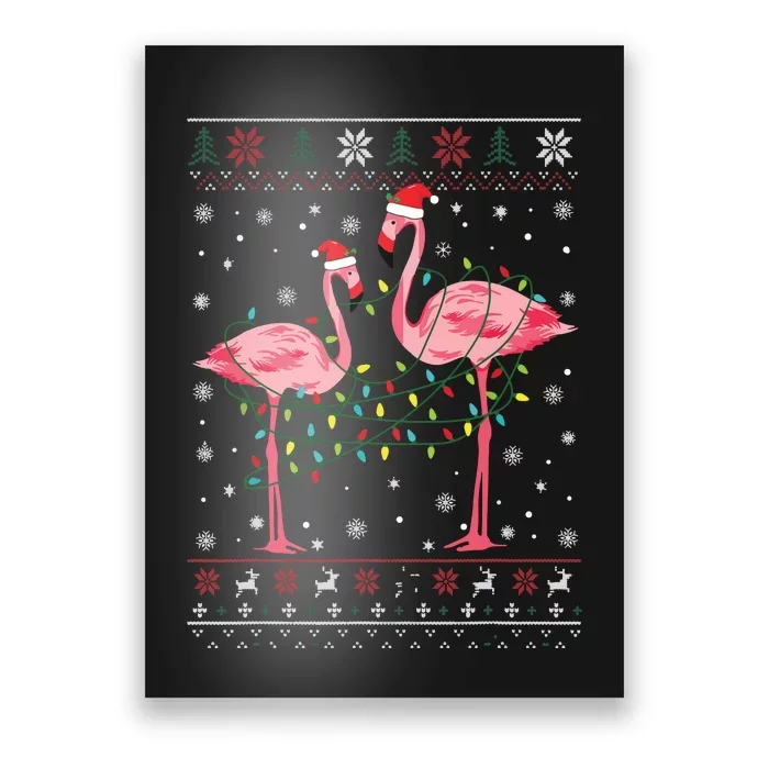 Funny Flamingo Lights Tangled Ugly Sweater Christmas Animals Poster