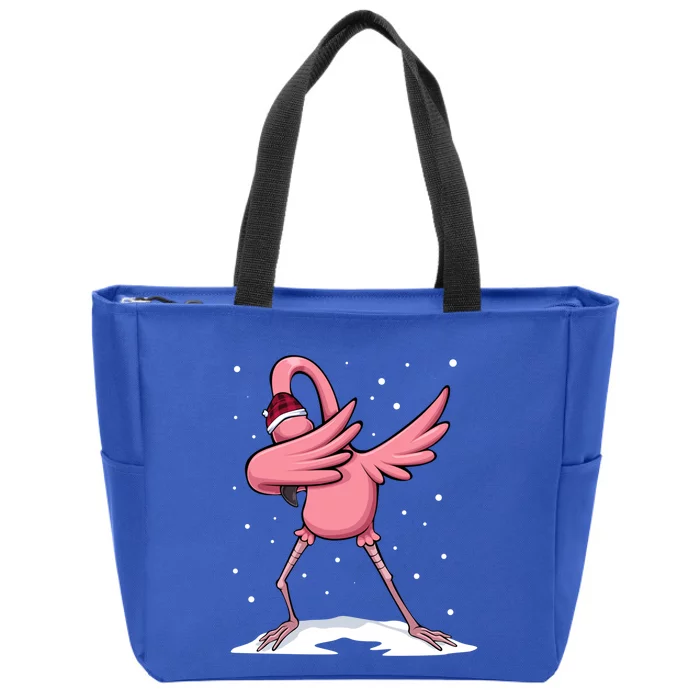 Funny Flamingo Lights Snow Christmas Animals Birds Pink Dab Great Gift Zip Tote Bag