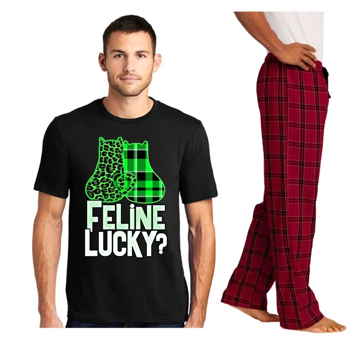 Funny Feline Lucky Feeling My Cats Luck St Patrick's Gift Pajama Set