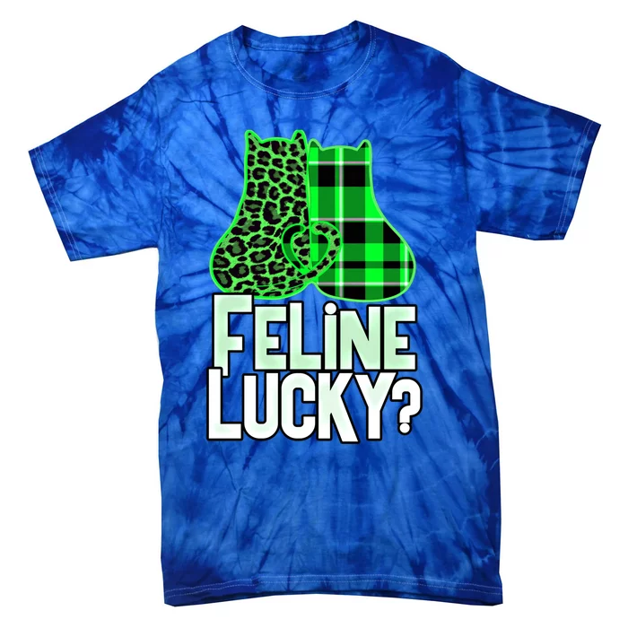 Funny Feline Lucky Feeling My Cats Luck St Patrick's Gift Tie-Dye T-Shirt