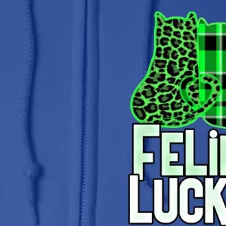 Funny Feline Lucky Feeling My Cats Luck St Patrick's Gift Full Zip Hoodie