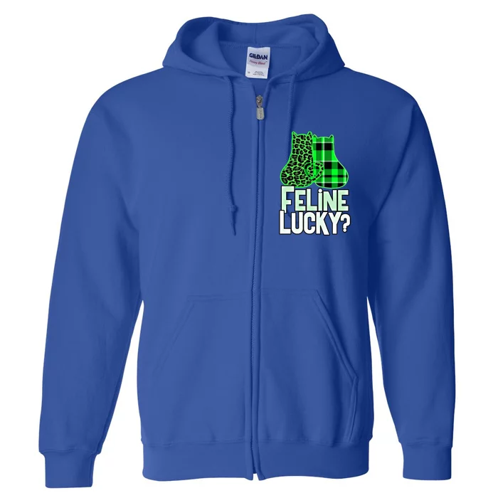 Funny Feline Lucky Feeling My Cats Luck St Patrick's Gift Full Zip Hoodie