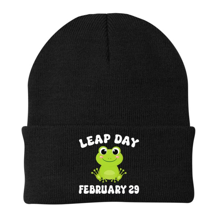 Funny Frog Leap Day February 29 Birthday Feb 29 Leap Year Knit Cap Winter Beanie