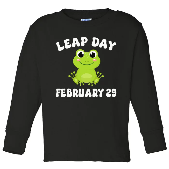 Funny Frog Leap Day February 29 Birthday Feb 29 Leap Year Toddler Long Sleeve Shirt