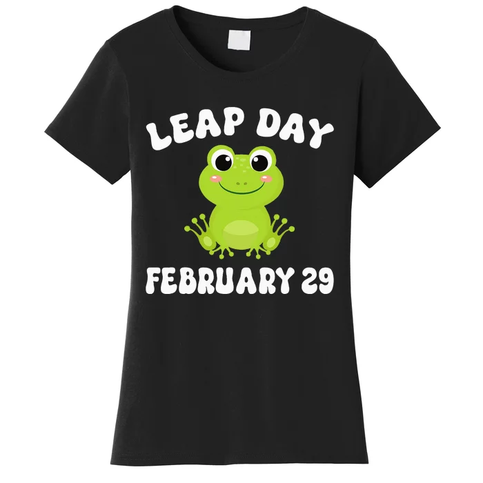 Funny Frog Leap Day February 29 Birthday Feb 29 Leap Year Women's T-Shirt