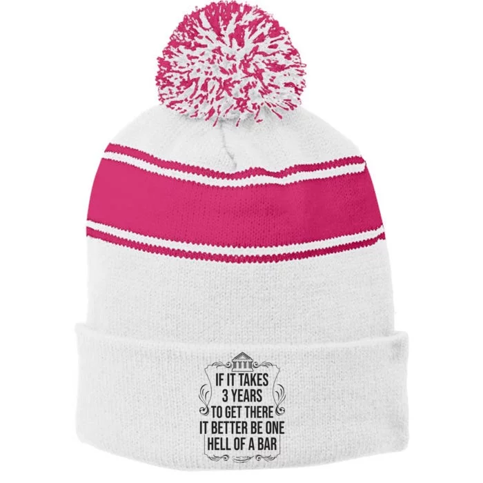 Funny Future Lawyer Student Gift Cute Law School Bar Exam Stripe Pom Pom Beanie