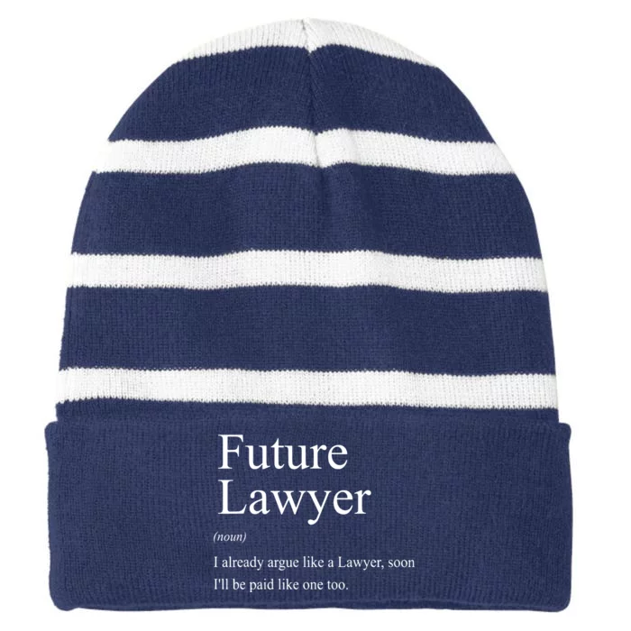 Funny Future Lawyer Gift For Law School Graduate Attorney Striped Beanie with Solid Band