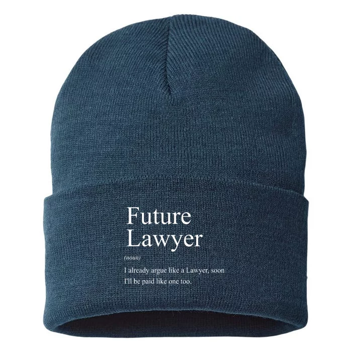 Funny Future Lawyer Gift For Law School Graduate Attorney Sustainable Knit Beanie