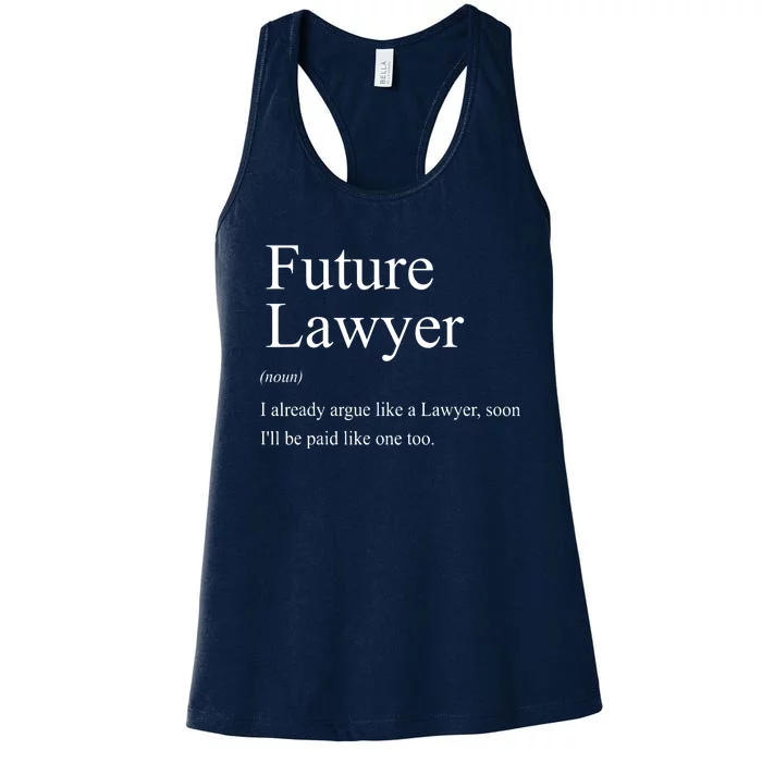 Funny Future Lawyer Gift For Law School Graduate Attorney Women's Racerback Tank