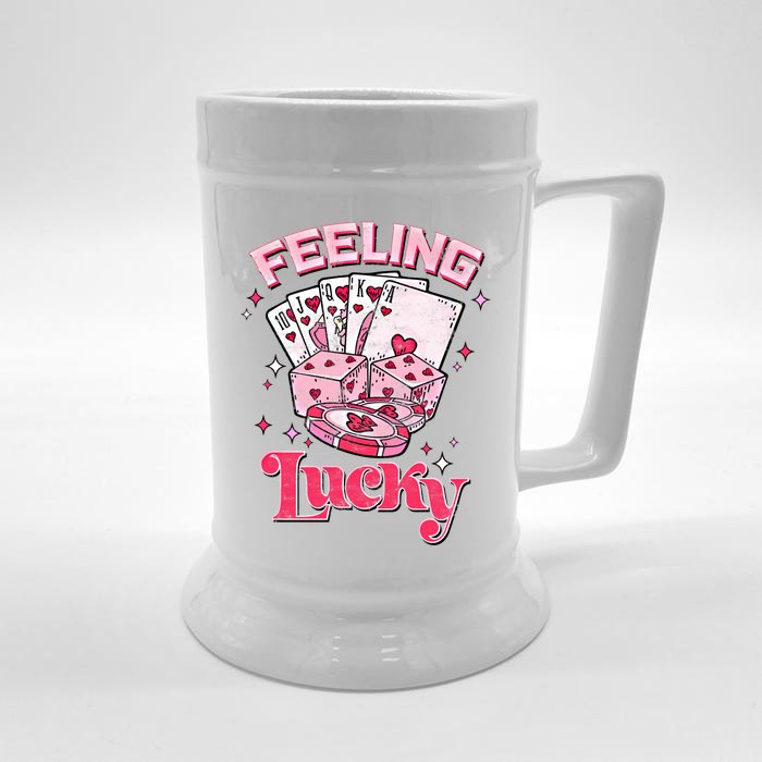 Feeling Funny Lucky Valentine's Day Retro Cute Gift Front & Back Beer Stein