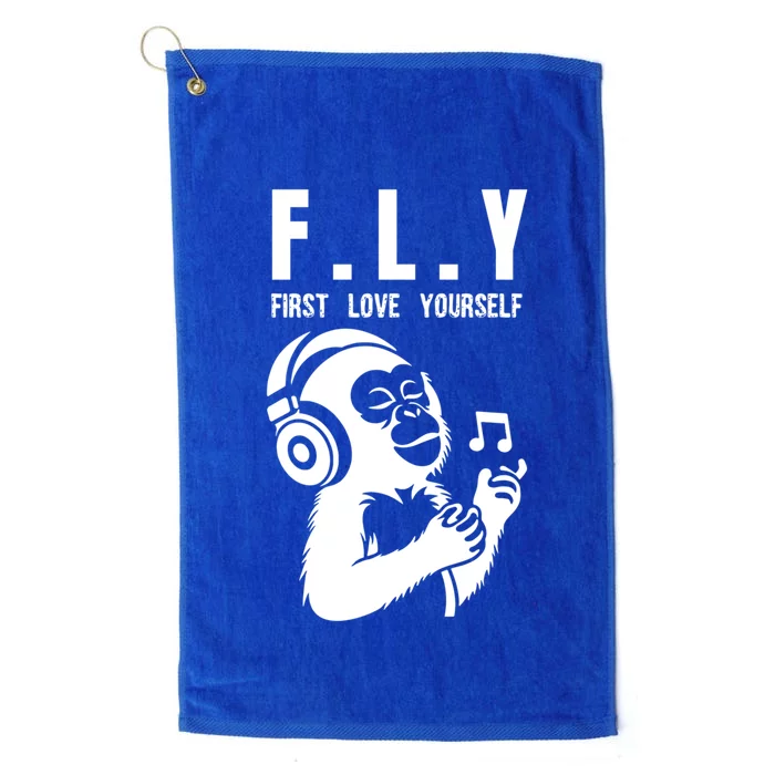 Fly First Love Yourself: Enjoy Music Cute Monkey Cute Gift Platinum Collection Golf Towel