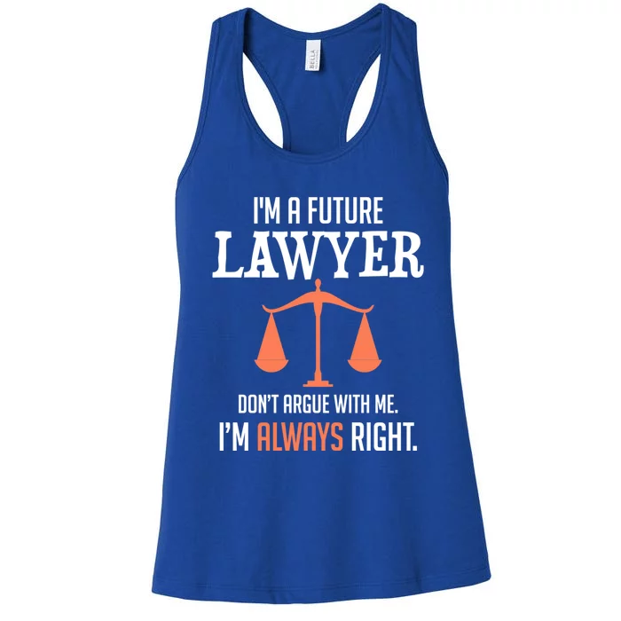 Funny Future Lawyer Law School Student Gift Women's Racerback Tank