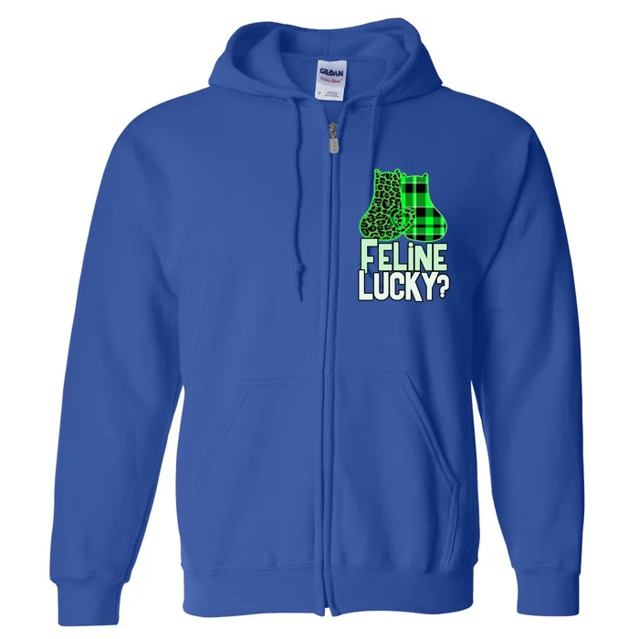 Funny Feline Lucky Feeling My Cats Luck St Patrick's Gift Full Zip Hoodie