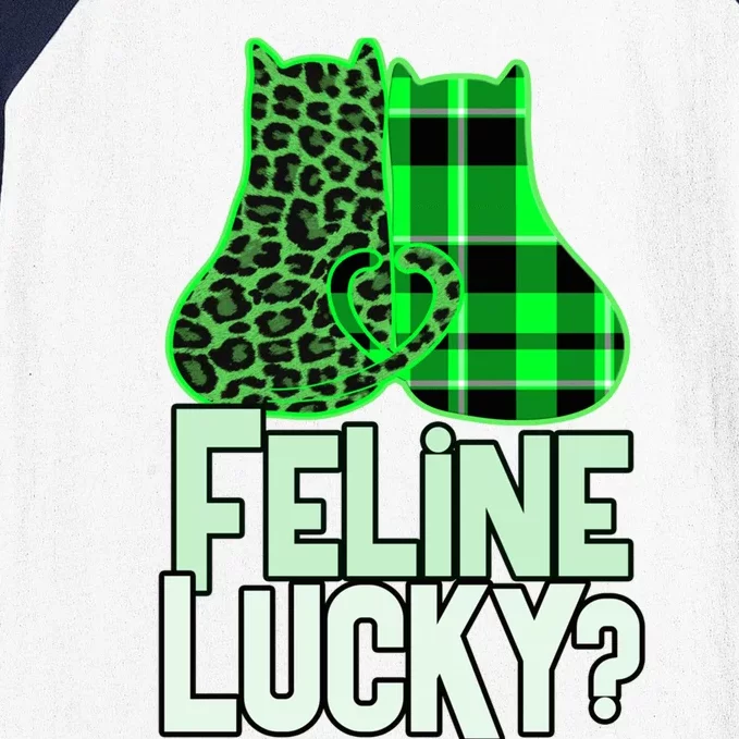 Funny Feline Lucky Feeling My Cats Luck St Patrick's Gift Baseball Sleeve Shirt