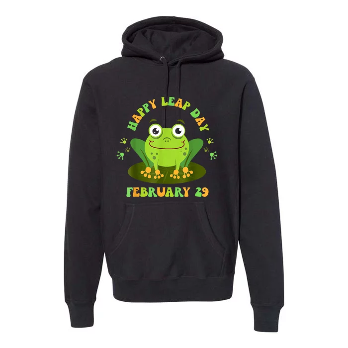 Funny Frog Lovers Happy Leap Day February 29 Green Vintage Premium Hoodie