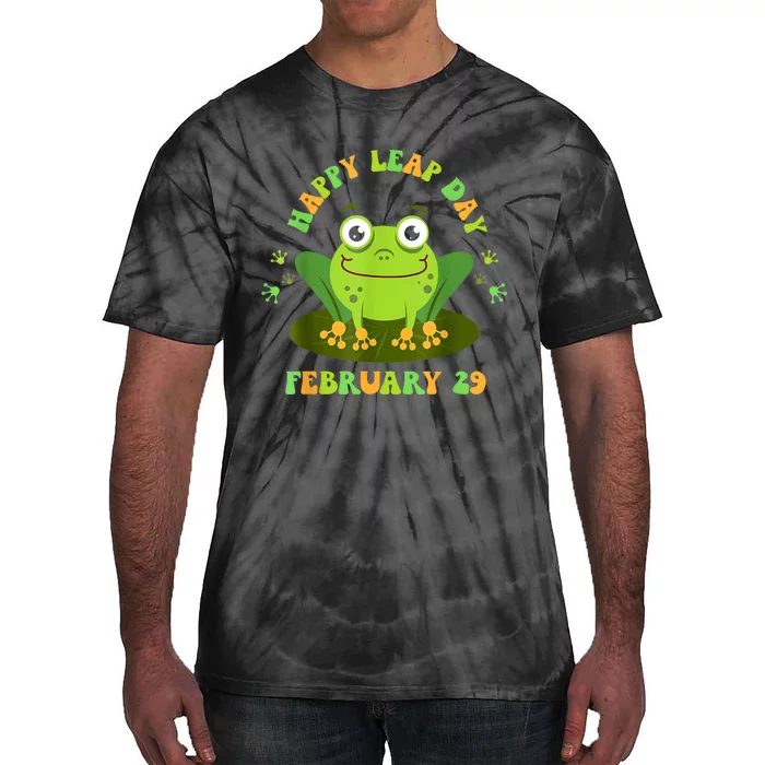 Funny Frog Lovers Happy Leap Day February 29 Green Vintage Tie-Dye T-Shirt