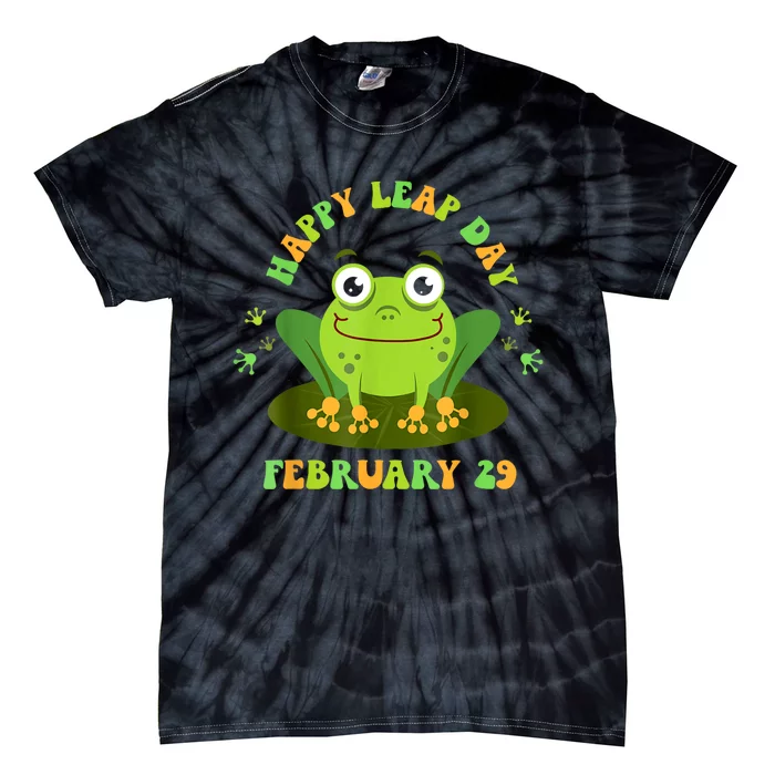 Funny Frog Lovers Happy Leap Day February 29 Green Vintage Tie-Dye T-Shirt