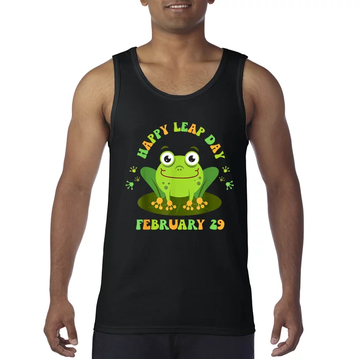 Funny Frog Lovers Happy Leap Day February 29 Green Vintage Tank Top