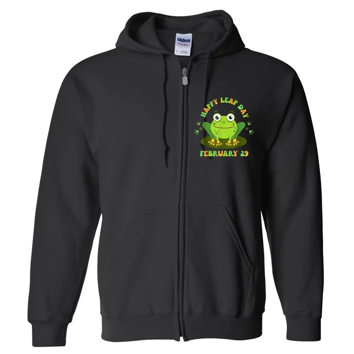 Funny Frog Lovers Happy Leap Day February 29 Green Vintage Full Zip Hoodie