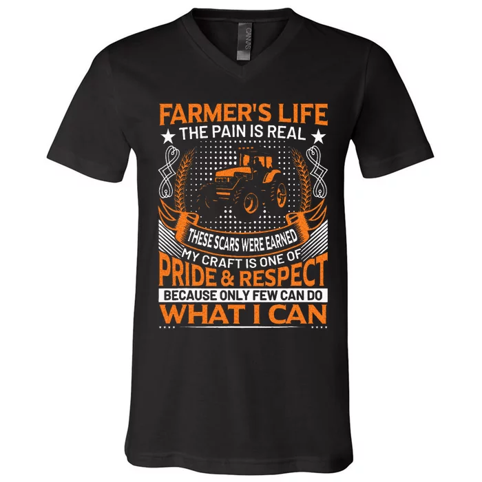 Funny Farmer’s Life Tractors Planting Crops Men Women V-Neck T-Shirt