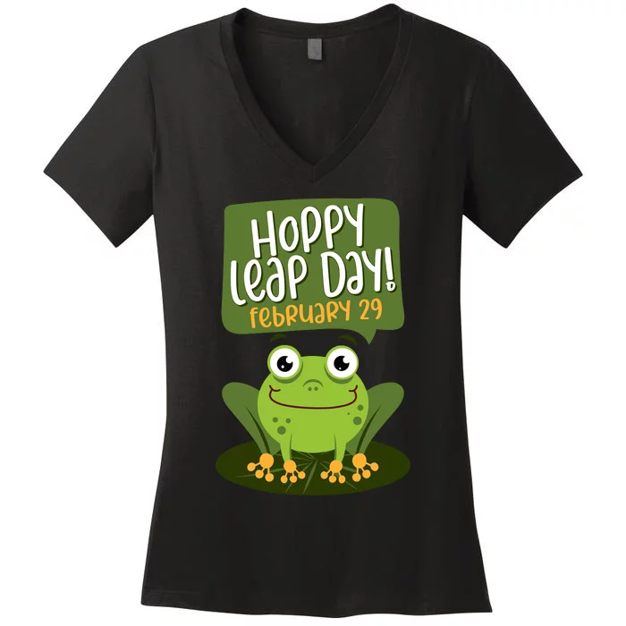 Funny Frog Lover Hoppy Leap Day February 29 Gift Women's V-Neck T-Shirt