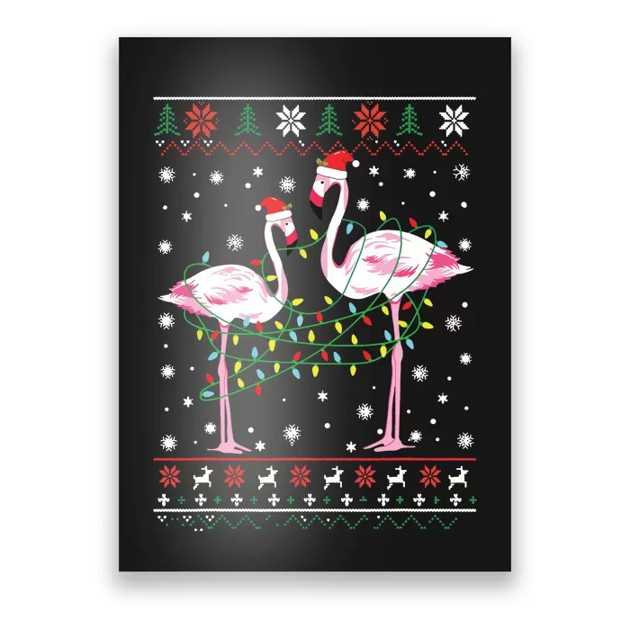 Funny Flamingo Lights Tangled Ugly Sweater Christmas Animals Poster