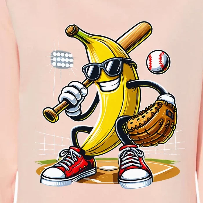 Funny Fruit Lover Banana Playing Baseball Womens California Wash Sweatshirt