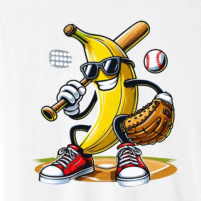 Funny Fruit Lover Banana Playing Baseball ChromaSoft Performance T-Shirt