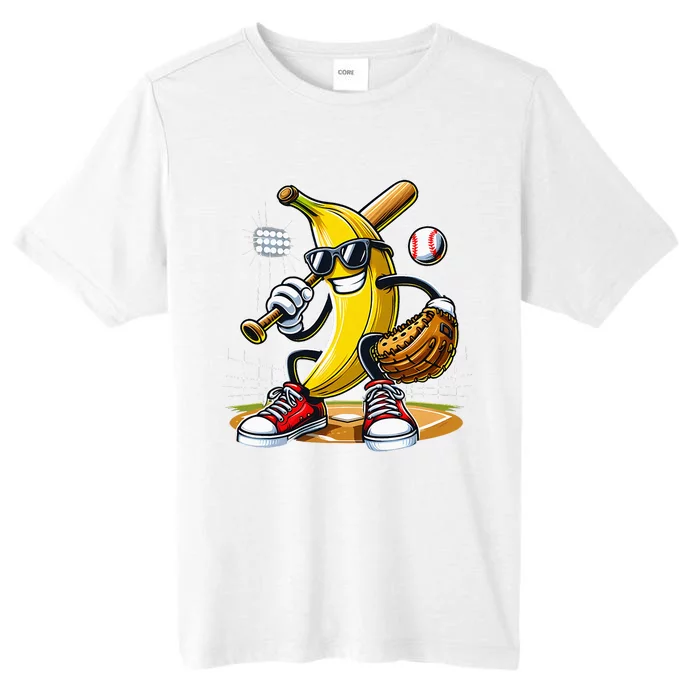 Funny Fruit Lover Banana Playing Baseball ChromaSoft Performance T-Shirt