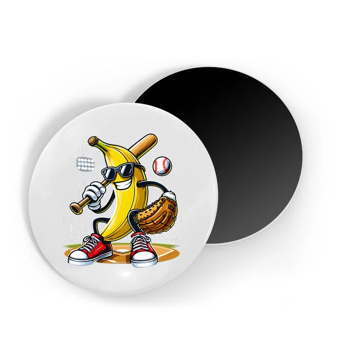 Funny Fruit Lover Banana Playing Baseball Magnet