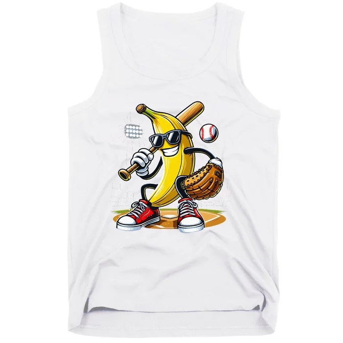 Funny Fruit Lover Banana Playing Baseball Tank Top