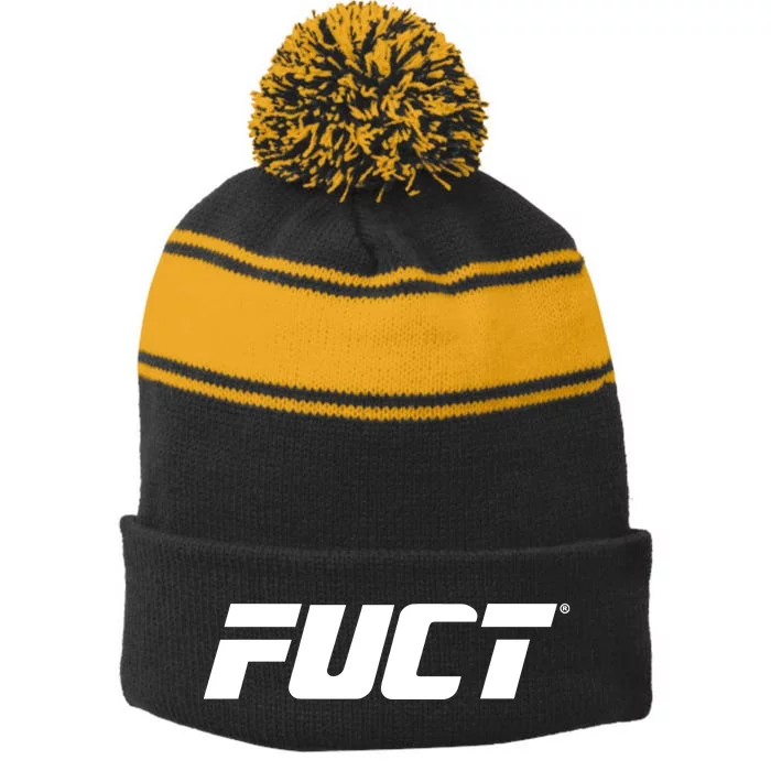 Fuct Fighter Logo Stripe Pom Pom Beanie