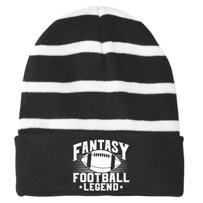 Fantasy Football Legend Novelty Tee Champion Striped Beanie with Solid Band