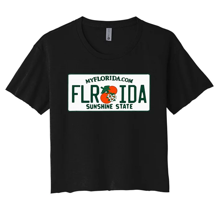 Florida Fl License Plate Classic Women's Crop Top Tee