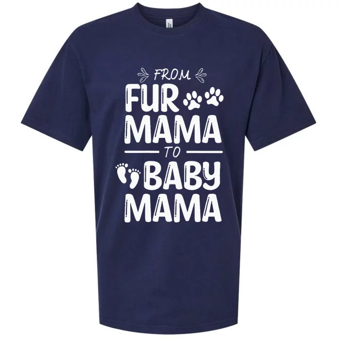 FROM FUR MAMA TO BABY MAMA Pregnant Cat Dog Lover New Mom Sueded Cloud Jersey T-Shirt