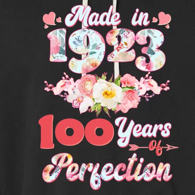 Flower Floral Made In 1923 100 Years Of Perfection Garment-Dyed Fleece Hoodie