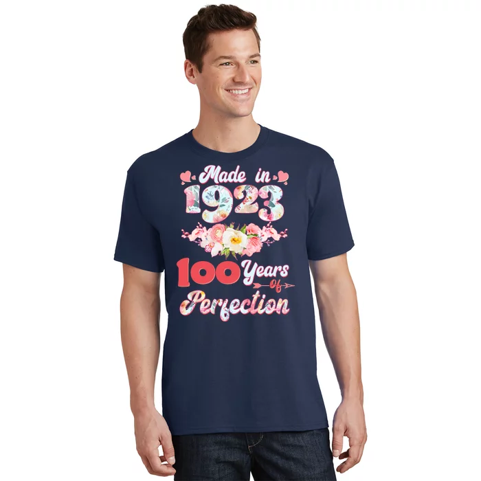 Flower Floral Made In 1923 100 Years Of Perfection T-Shirt